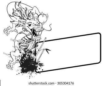 dragon asian copyspace tattoo in vector format in vector format very easy to edit