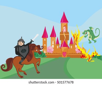 dragon attacks the castle