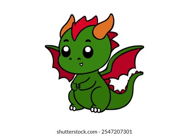 dragon baby vector silhouette line art colour sticker tattoo.