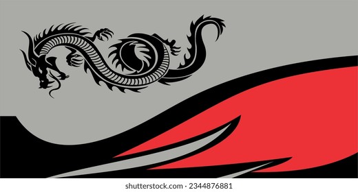 dragon background vector illustration design red black and sliver grey colors