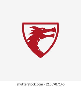 Dragon Badge Red Logo Vector Illustration Design, Dragon Logo Template Inspiration