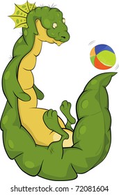 Dragon and a ball.Cartoon