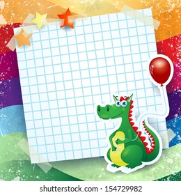 Dragon and balloon, custom background. Vector