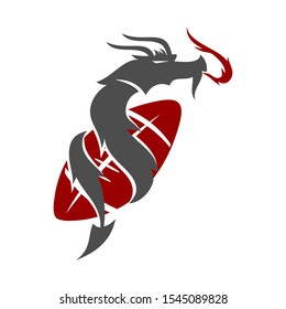 Dragon Baseball Logo Design Mascot Template Vector Isolated