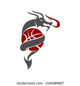 Dragon Basketball Logo Design Mascot Template Vector Isolated