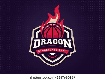 Plantilla de logotipo deportivo Dragon Basketball Sports para equipo deportivo y torneo