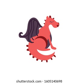dragon beast fairytale character icon vector illustration design
