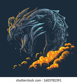 Dragon Beast Head Mythology Illustration