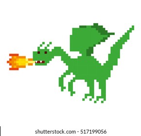 dragon beast pixelated icon vector illustration design