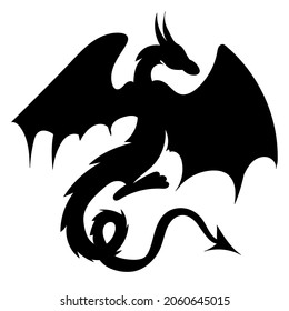 dragon black silhouette vector, isolated