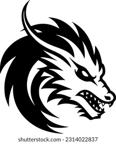 Dragon - Black and White Isolated Icon - Vector illustration