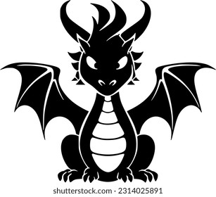 Dragon - Black and White Isolated Icon - Vector illustration