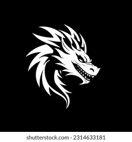 Dragón - Ícono aislado negro y blanco - Ilustración vectorial