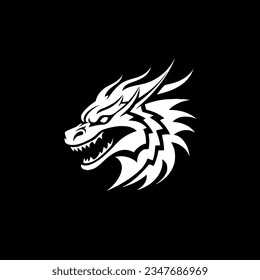 Dragon - Black and White Isolated Icon - Vector illustration
