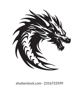 Dragon black and white silhouette illustration