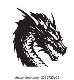 Dragon black and white silhouette illustration