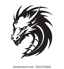 Dragon black and white silhouette illustration