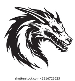 Dragon black and white silhouette illustration