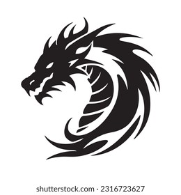 Dragon black and white silhouette illustration