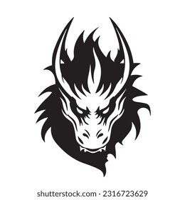 Dragon black and white silhouette illustration