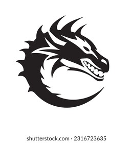 Dragon black and white silhouette illustration