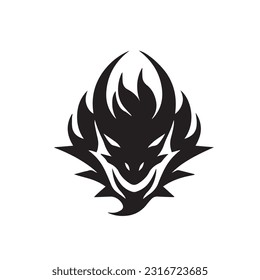 Dragon black and white silhouette illustration