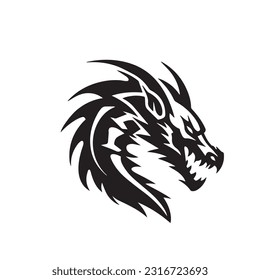 Dragon black and white silhouette illustration