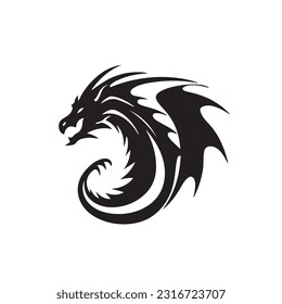 Dragon black and white silhouette illustration