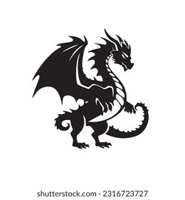 Dragon black and white silhouette illustration