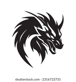 Dragon black and white silhouette illustration