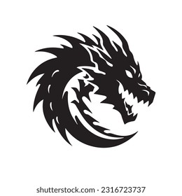 Dragon black and white silhouette illustration