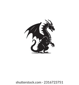 Dragon black and white silhouette illustration