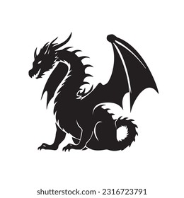 Dragon black and white silhouette illustration