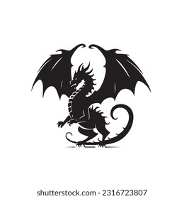 Dragon black and white silhouette illustration