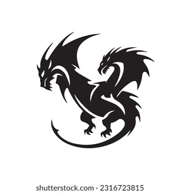 Dragon black and white silhouette illustration