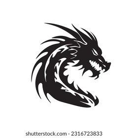Dragon black and white silhouette illustration