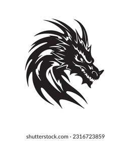 Dragon black and white silhouette illustration