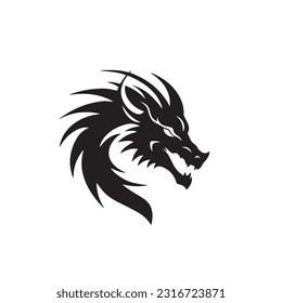 Dragon black and white silhouette illustration