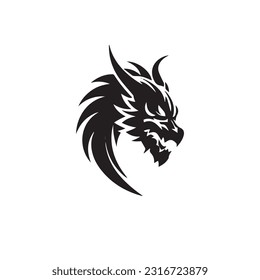 Dragon black and white silhouette illustration