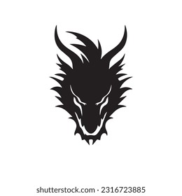 Dragon black and white silhouette illustration