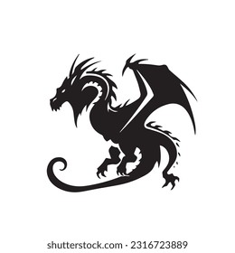 Dragon black and white silhouette illustration