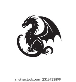 Dragon black and white silhouette illustration