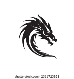 Dragon black and white silhouette illustration