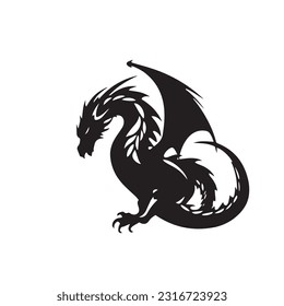 Dragon black and white silhouette illustration
