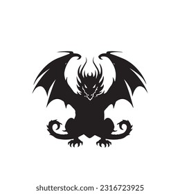 Dragon black and white silhouette illustration
