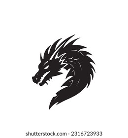 Dragon black and white silhouette illustration