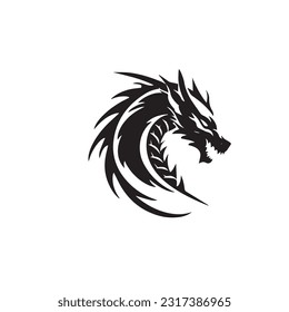 Dragon black and white silhouette illustration