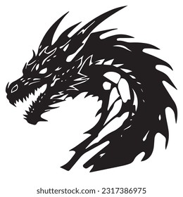 Dragon black and white silhouette illustration