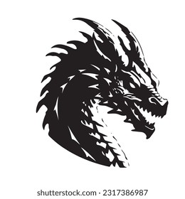 Dragon black and white silhouette illustration