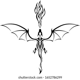 Dragon Black and White Tribal Tattoo